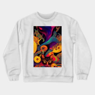 Colorful abstract cat design Crewneck Sweatshirt